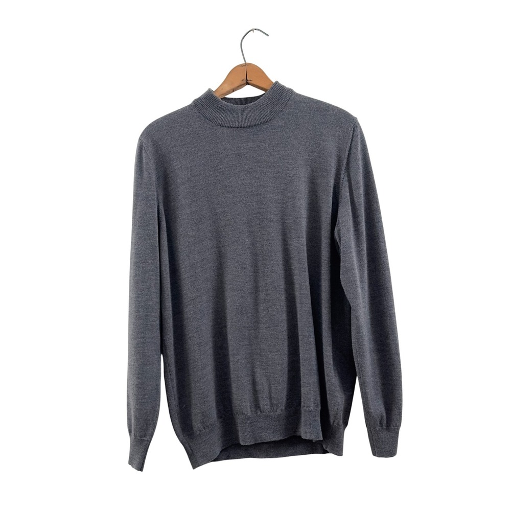 90s/00s Joseph & Lyman‎ Mock Neck Sweater Gray Merino Wool Medium